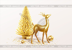 Merry Christmas and Happy New Year Background with - royalty-free vector clipart