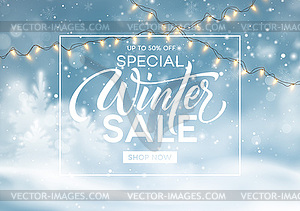 Winter sale background template. Christmas winter - vector clipart