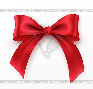 Red Bow and Ribbon. Realistic red bow for decoratio - vector image