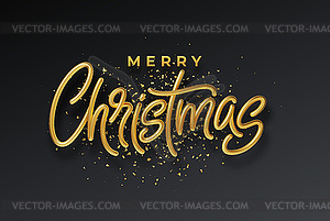 Golden shiny realistic 3d inscription Merry - vector clipart