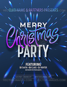 Poster Merry Christmas party with holographic - vector clip art