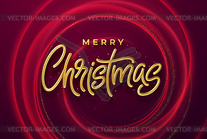 Realistic shiny 3D golden inscription Merry - vector clip art