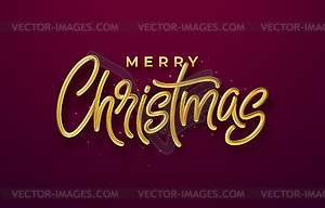 Realistic shiny 3D golden inscription Merry - vector clipart