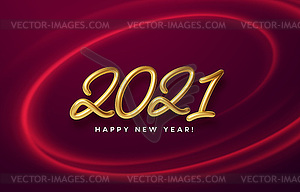 Realistic shiny 3D golden inscription 2021 happy ne - vector clip art