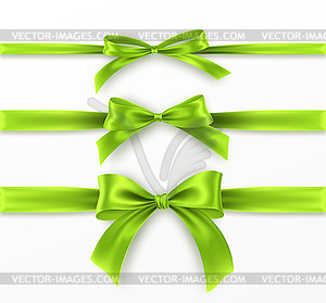 Set Green Bow and Ribbon. Realistic green bow for - vector image