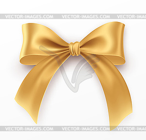 Golden Bow and Ribbon. Realistic gold bow for - vector image
