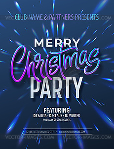 Poster Merry Christmas party with holographic - vector clipart