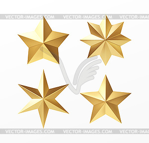 Satz Goldene Realistische Sterne Mit Verschiedenen Strahlen Clipart Design