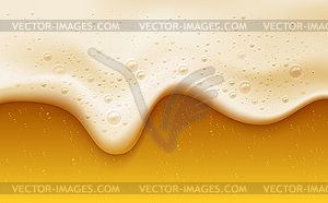 Realistic beer foam with bubbles. Beer glass with - vector image