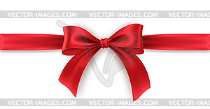 Red Bow and Ribbon. Realistic red bow for decoratio - vector clipart