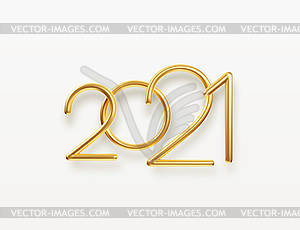 Realistic gold metal inscription 2021. Gold - vector clipart