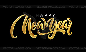 Happy New Year. Realistic golden metal lettering  - vector clip art