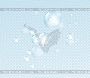 Realistic soap bubble on transparent background. - vector image