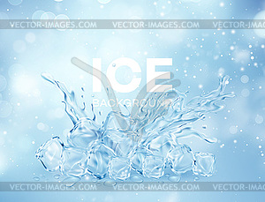 Group of ice transparent clear cubes in water - stock vector clipart