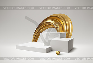 Background 3d white podium product and realistic - vector clipart