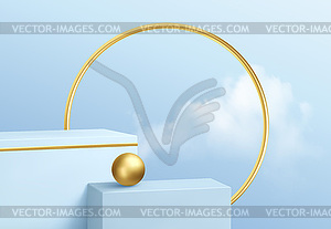 Blue product podium showcase on background of - vector clipart