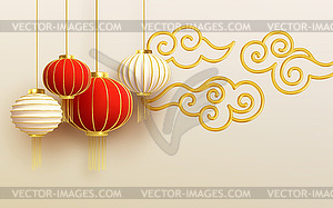 Chinese new year design template with and red - vector clip art