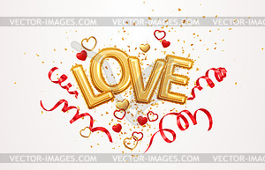 Inscription love helium balloons on background of - vector image