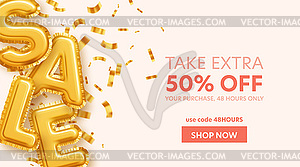 Inscription Sale made of gold foil balls and - vector image