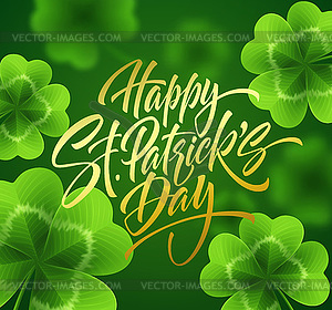 Golden handwriting lettering Happy Saint Patricks - vector clipart / vector image