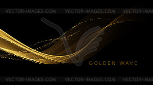 Golden flowing wave with sequins glitter dust  - vector clipart