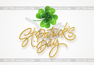 Golden realistic lettering Happy St. Patricks Day - vector clip art