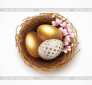 Happy easter greeting background with realistic - royalty-free vector image