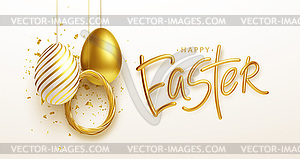 Easter greeting background with realistic golden - vector EPS clipart