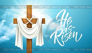 Christian Cross. Congratulations on Palm Sunday, - vector EPS clipart