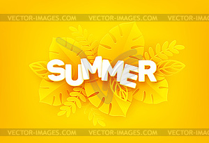 Bright yellow summer background. inscription - vector image