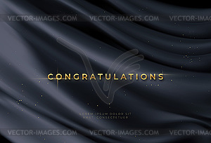 Congratulations golden award on black silk - vector clipart