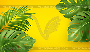 Bright yellow summer background with tropical - vector clipart