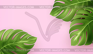 Bright pink summer background with tropical - color vector clipart