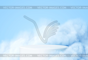 Blue background with product podium surrounded by - stock vector clipart