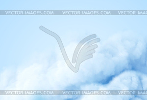 Realistic white fluffy cloud on blue background. - vector clip art