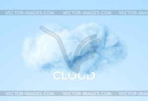 Realistic white fluffy cloud on blue background. - vector image