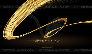 Modern 3d banner with gold flow. Gold flow wave lin - vector clipart