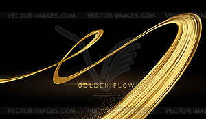 Modern 3d banner with gold flow. Gold flow wave lin - vector image