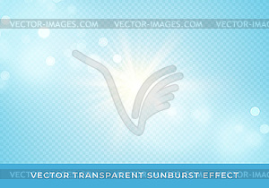 Sun rays blurred bokeh transparent effect on light - vector clipart