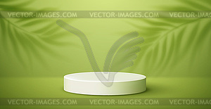 White product podium and tropical palm leaves shado - vector clip art