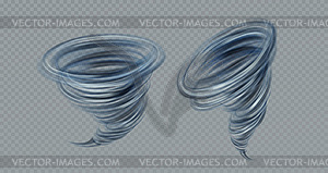 Realistic tornado swirl on gray background. Real - vector image