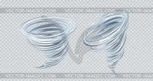 Realistic tornado swirl on gray background. Real - vector clipart