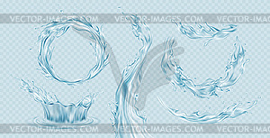 Set of realistic transparent water splashes, water - vector clipart