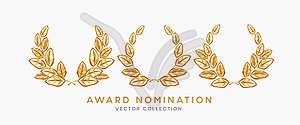 Set of 3d realistic gold laurel wreath winner - vector clipart / vector image