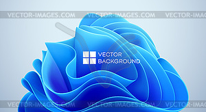 Blue wavy shapes on black background. 3d trendy - vector image