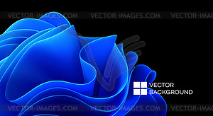 Blue wavy shapes on black background. 3d trendy - vector clipart