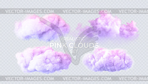 Pink, blue, purple clouds on transparent background - vector clip art