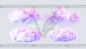 Pink, blue, purple clouds on transparent background - vector clip art