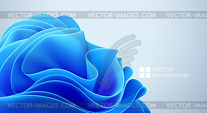 Blue wavy shapes on black background. 3d trendy - vector image