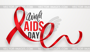 December 1 is World AIDS Day. realistic red ribbon - vector clipart